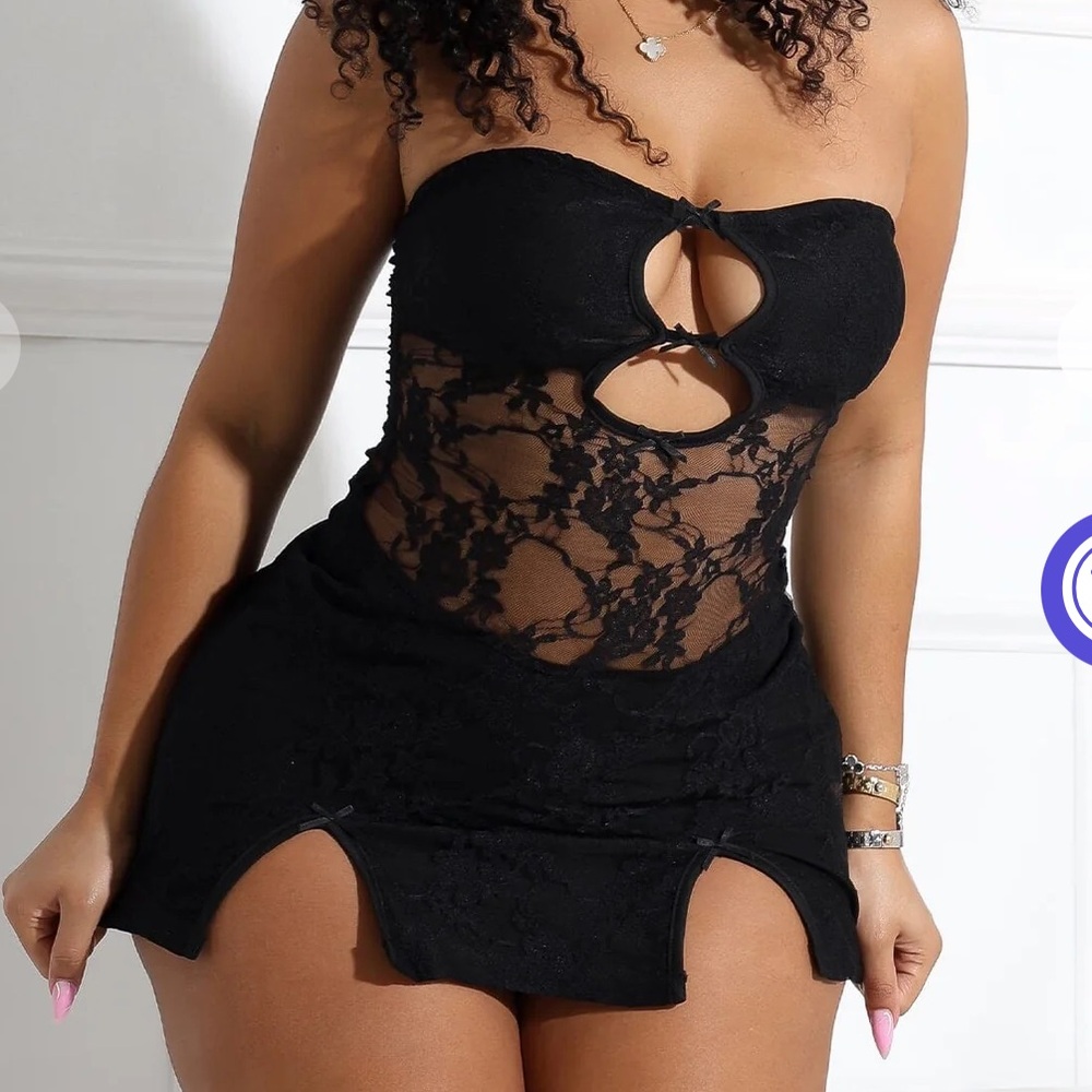 Elegant Black Lace Lingerie Dress